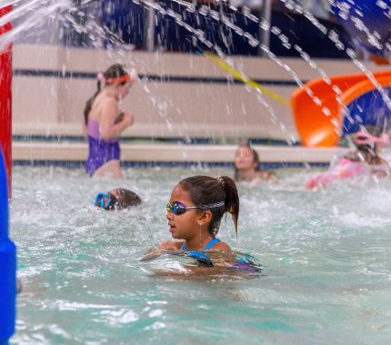 Kids splash park birthday party in the indoor pool at The Workout Club Salem NH